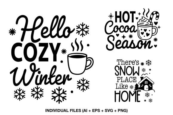 Cozy Winter SVG Bundle Quotes Set: Graphics for Crafts & Content