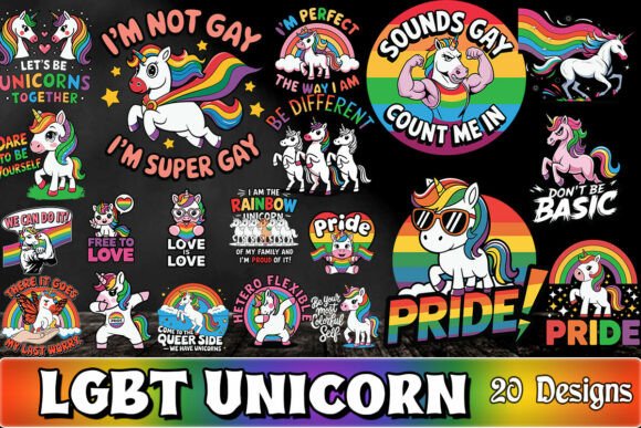 LGBT Unicorn SVG Bundle: Graphics for Crafts & Branding