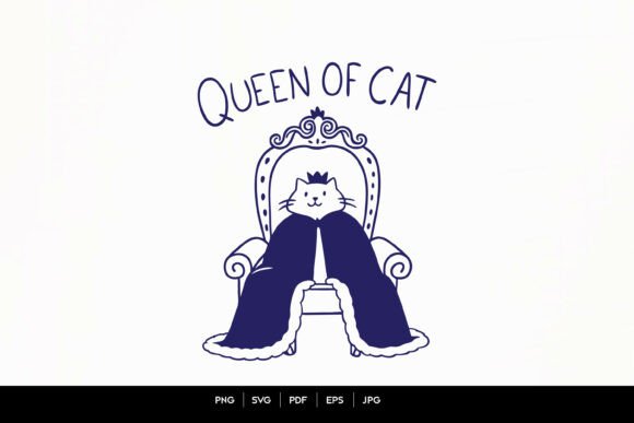 Queen of Cat Royal Throne Graphics for Crafts