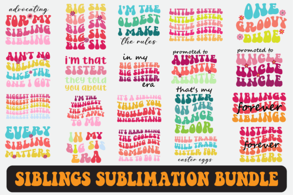 Siblings SVG Sublimation Design Bundle: Graphics for Crafts
